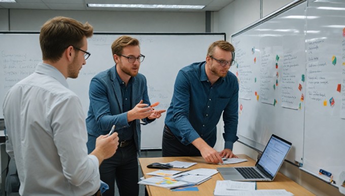 Et mangfoldigt team af professionelle mennesker, der samarbejder i et moderne kontormiljø, med farverige og afslappede outfits.