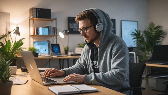 Et diverse team arbejder sammen i et moderne kontor, hvor de diskuterer ideer og brainstormer.